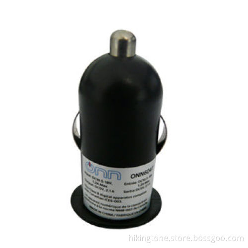 Car charger for smartphones, 5V, 1/2.1A rated output, customized colors and logos welcomed